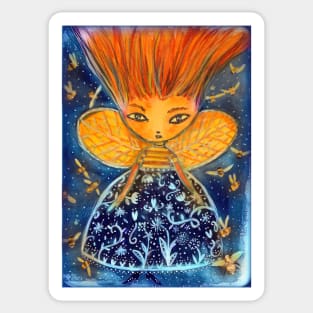 Bee Queen, bee, beehive, bees, blue night, wings Sticker